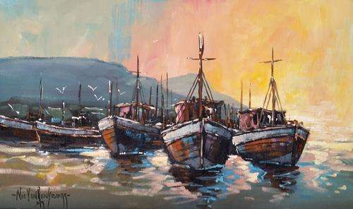 Original painting by NIC VAN RENSBURG - Hout Bay Sunset 2 - 500 x 300