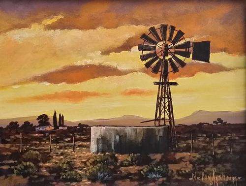 Original Painting by NIC VAN RENSBURG - Karoo Sunset -  400 x 300