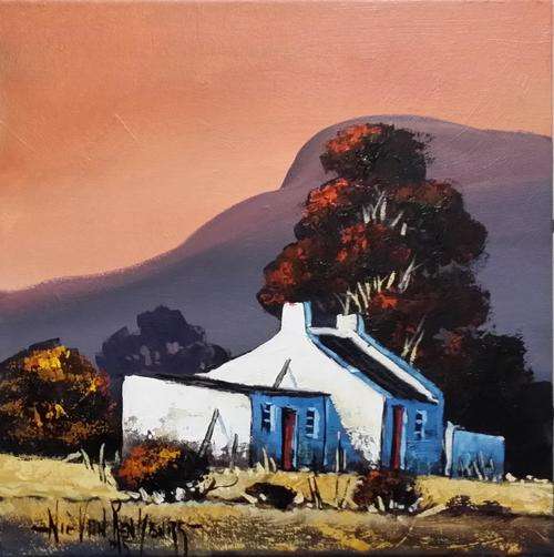 Original Painting by NIC VAN RENSBURG - Rural Sunset 2 - 350 x 350