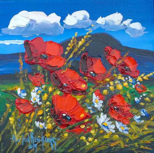 Original Painting by NIC VAN RENSBURG - Spring Blossoms 1 - 350 x 350