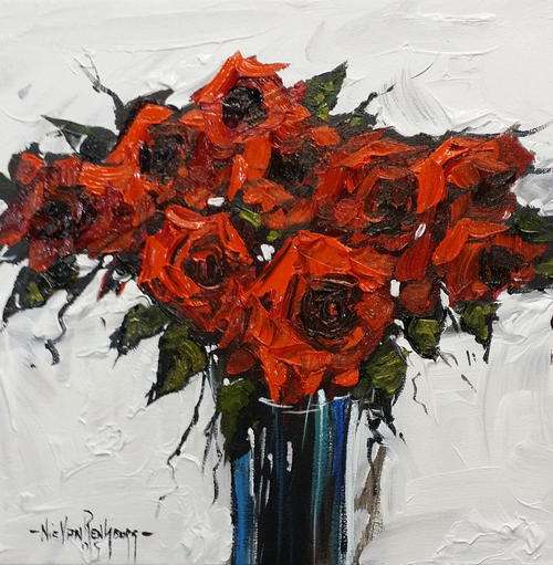 Original Painting by NIC VAN RENSBURG - Rose 2 - 350 x 350