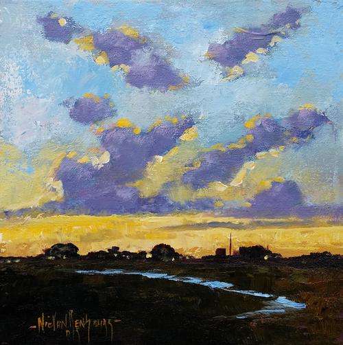 Original painting by NIC VAN RENSBURG - Sunset on the Farm 3 - 250 x 250