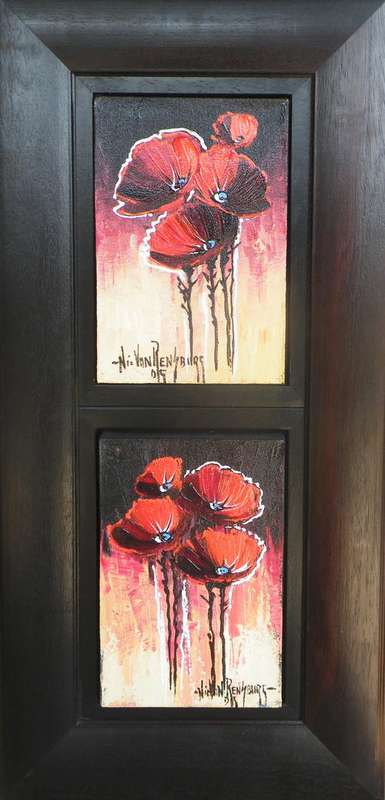 Original painting by NIC VAN RENSBURG - Rooi Papawers - 900 x 450