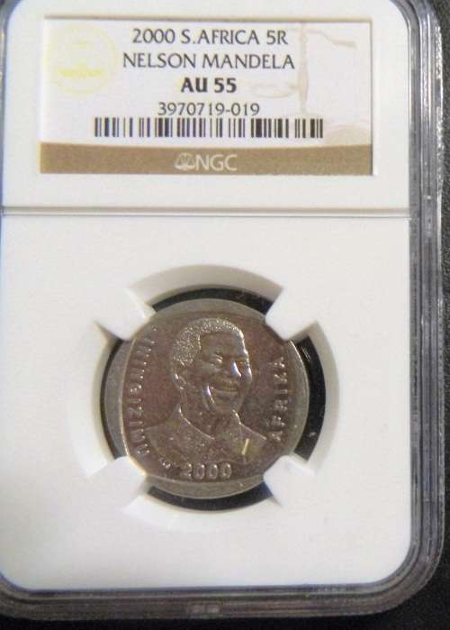 AU55 - 2000 NELSON MANDELA  R5 COIN