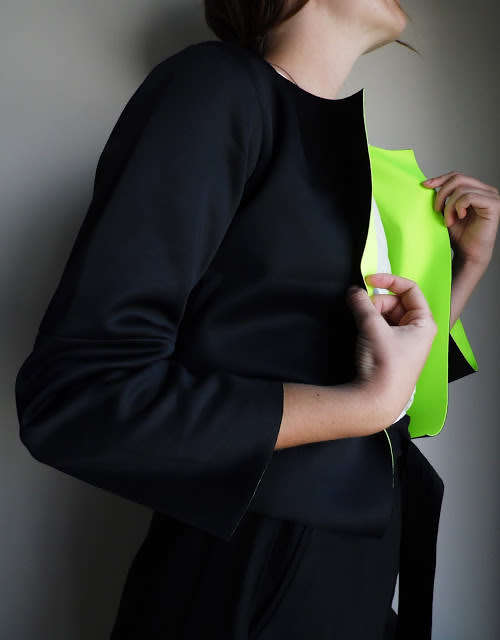 Vintage Black bomber jacket with neon lining / retro jacket / short jacket /