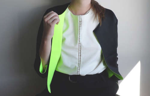Vintage Black bomber jacket with neon lining / retro jacket / short jacket /