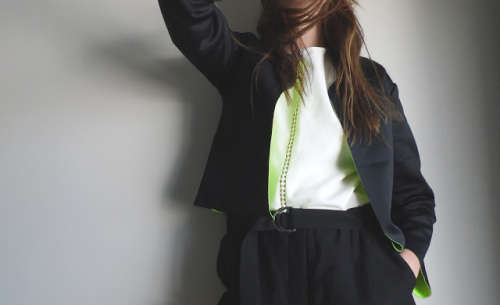 Vintage Black bomber jacket with neon lining / retro jacket / short jacket /