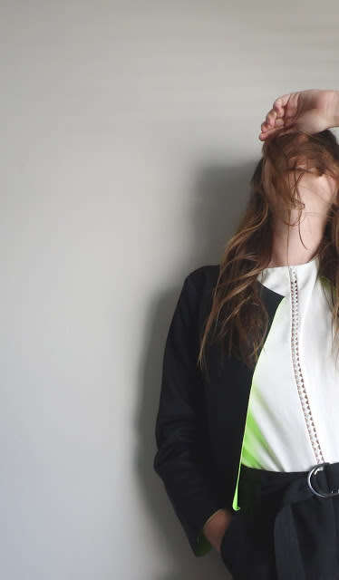Vintage Black bomber jacket with neon lining / retro jacket / short jacket /