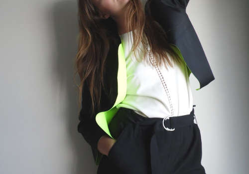 Vintage Black bomber jacket with neon lining / retro jacket / short jacket /