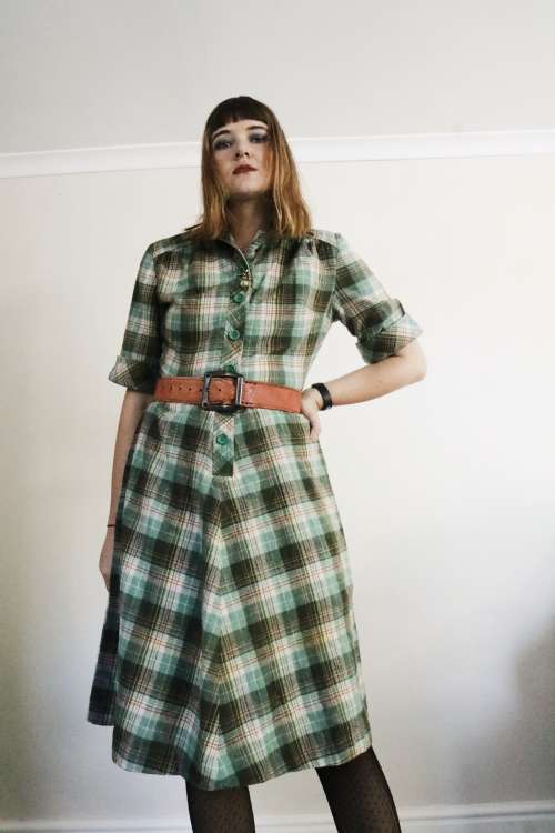 Vintage tweed wool dress size medium