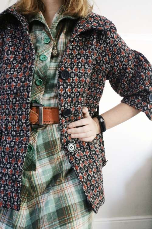 Vintage tweed wool dress size medium