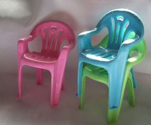 Miniature plastic garden chair, pink