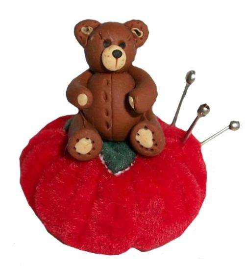 Kit to make a miniature pin cushion and tiny polymer clay bear.