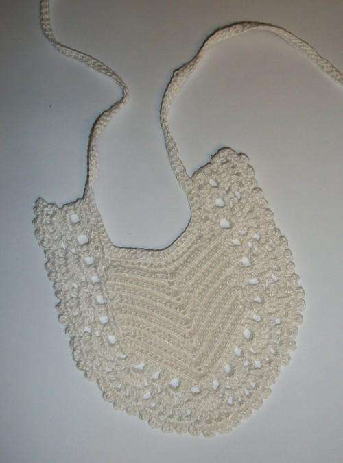 Stunning hand crochet bib, plain white