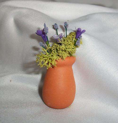 Miniature Pottery pot with flowers