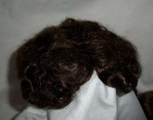 Porcelain doll wig, short curl dark brown wig for medium doll.