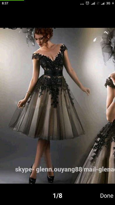 ***Reduced*** Black/Champagne Formal Dress with Lace- free shipping