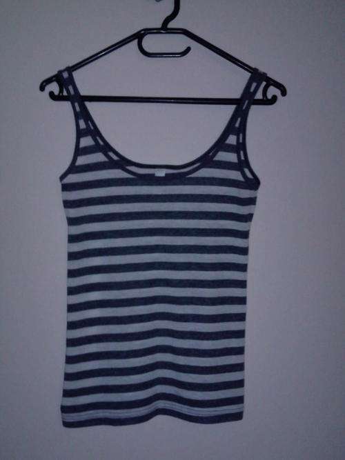 White and Grey Stripe Top