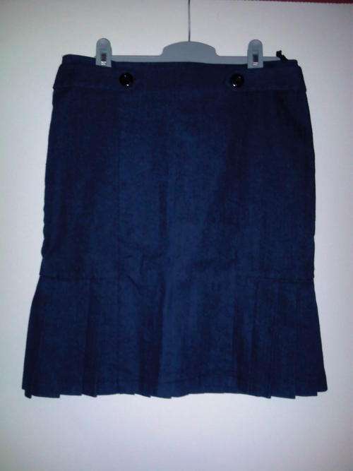 Denim Skirt with Pleat Detail