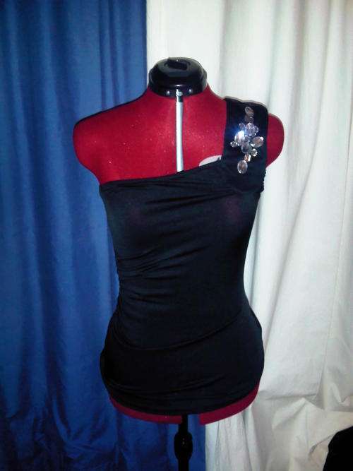 Black Lycra Evening Top Size 10