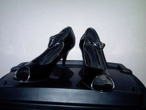 Black Peep Toe Mary Jane Heels Size 8
