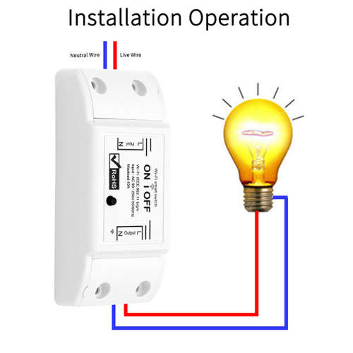 Smart Wifi On/Off Switch - 10A  Works With Smart Life app.