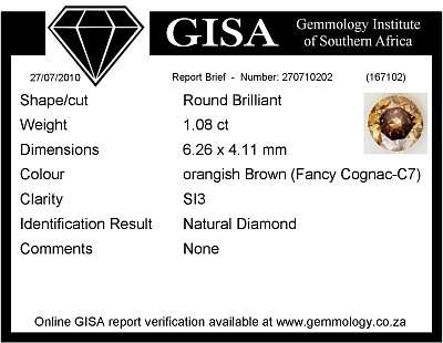 INVESTMENT WINNER -  1.08CT CERTIFIED BRILLIANT FANCY COGNAC DIAMOND!