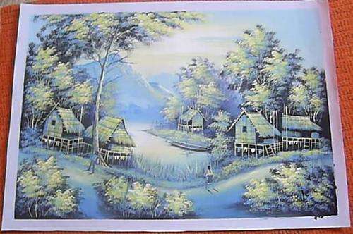 AWESOME ORIGINAL ACRYLIC PAINTING - 76 x 50 cm - by 70 year old Thailand Artist !