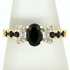ELEGANT 9K SOLID YELLOW GOLD SAPPHIRE AND DIAMOND RI8113