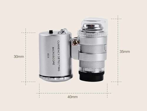 Mini Magnifier and Microscope (x60 Model 9882) with UV Light to Detect Fake Notes