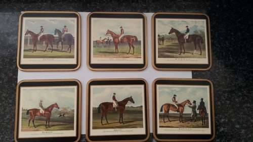 6 Pimpernel Cork Coasters: Racehorses and Jockeys
