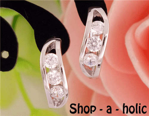 *** NEW ~ ROUND CUT CZ HOOP EARRINGS `HOT BUY` ***