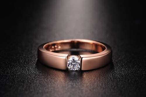 * STUNNING .25 CT ~ 18K ROSE GP ~ HEARTS & ARROWS ENG RING * Size 6 / 7 / 8 / 9 *