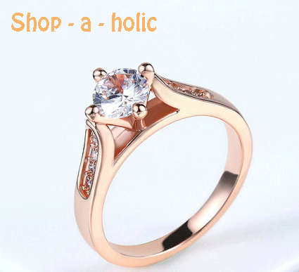*** 1 CARAT CUBIC ZIRCONIA 18K ROSE GOLD PLATED ENGAGEMENT RING * Size 7 1/2 /  O 1/2 ***