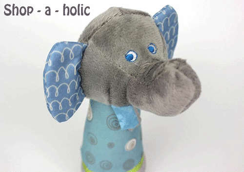 ***  CUTE 15CM BABY RATTLE ~ PLUSH STICK ELEPHANT   ***