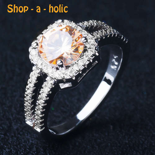 *** VALENTINE'S ***  1CT  CHAMPAGNE CUBIC ZIRCONIA RING * Size 6 1/2 / M ***