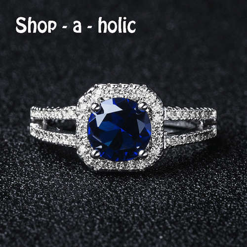 *** BEAUTIFUL ***  1CT ROYAL BLUE CUBIC ZIRCONIA RING * Size 5 1/2/ K 1/2 ***