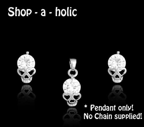 ***  STUNNING ~  AUSTRIAN CRYSTAL *SKULL PENDANT AND  *STUD SET ***