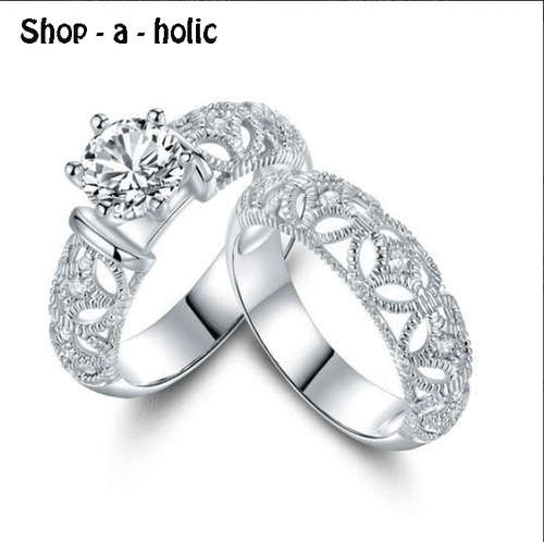 ***1 CARAT ~ SIMULATED DIAMOND ~ BAGUE BIJOUTERIE ENGAGEMENT SET  * Size 7  / N  ***
