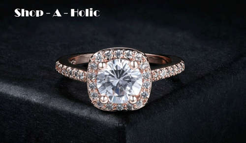 *** ELEGANT ~  18K ROSE GP ~ SIMULATED DIAMOND ~ ENG RING * Size 8 / 9 ***