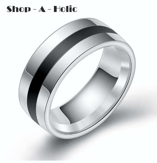 ***MENS 8MM 316L S/STEEL RING - Titanium Silver* Size 8 / P 1/2 ***