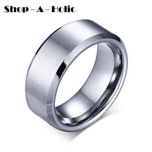 *** MENS 8MM TITANIUM BEVELED RING - * Size : 9 (R)  ***