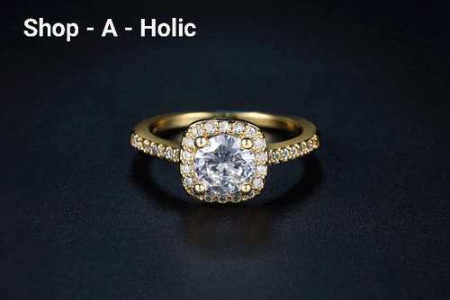 *** ELEGANT ~  18K GP ~ SIMULATED DIAMOND ~ ENGAGEMENT RING * Size 8 (P)  ***
