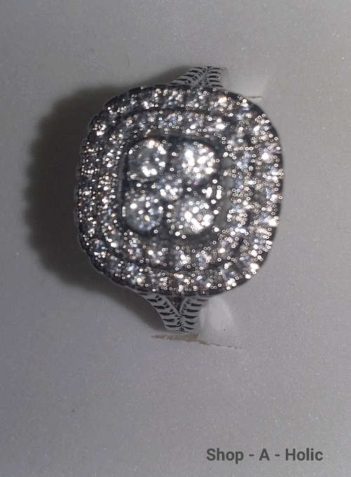 *** ROYAL STYLE SIM DIAMOND ENG RING * 925 SILVER PLATED * Size  7 (N) ***