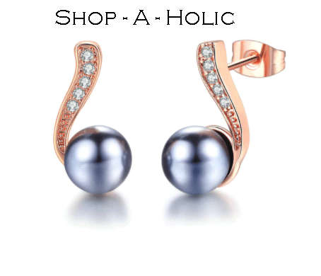 *** XMAS GIFT IDEA: STUNNING DELICATE BLACK SIM PEARL STUDS - ROSE GOLD PLATED ***