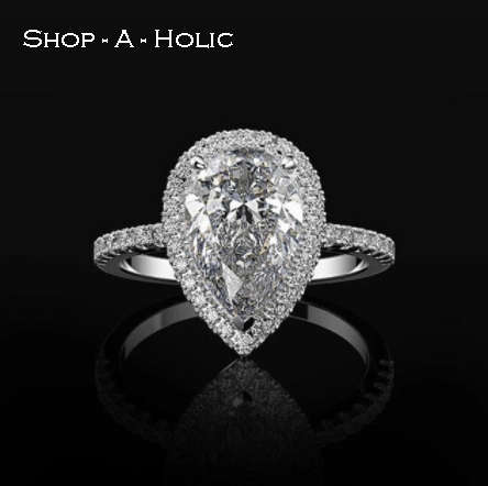 *** EXQUISITE S925 ~ PEAR CUT SIM DIAMOND ENG  RING * Size 7 / 8 / 9  ***