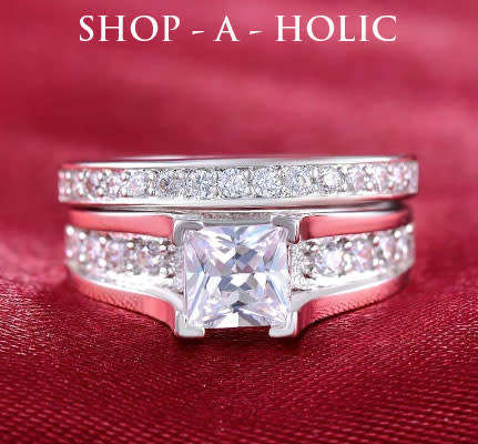 * 1.25 CT PRINCESS CUT SIM DIAMOND  ~ 18K GP ~ RING SET  * Size: 7 / 9 AVAILABLE *