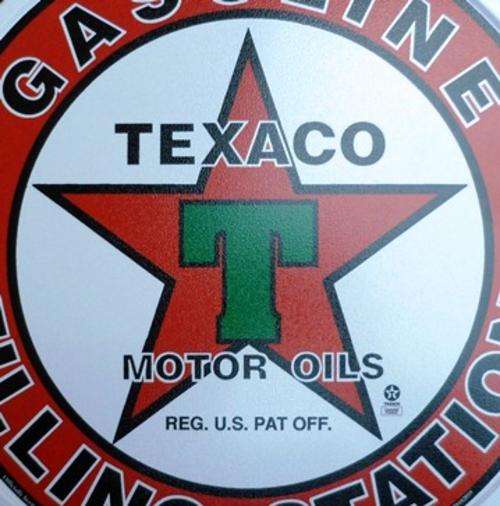 TEXACO GASOLINE FILLING STATION ROUND Steel Baked Enamel Sign Offical Texaco Product
