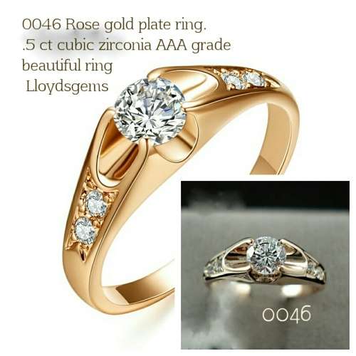 Rose Gold Plated CZ ENGAGEMENT Ring, Free ring Box size 6.5