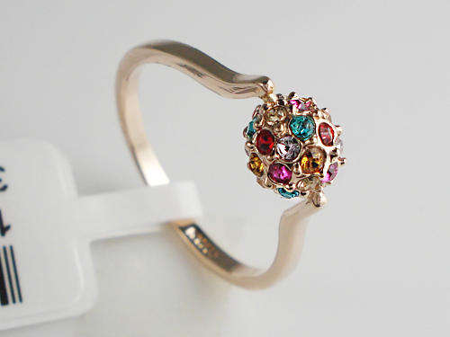 ***BEAUTIFUL MULTICOLOURED SWAROVSKI RHINESTONES BALL RING****SIZE 6.5